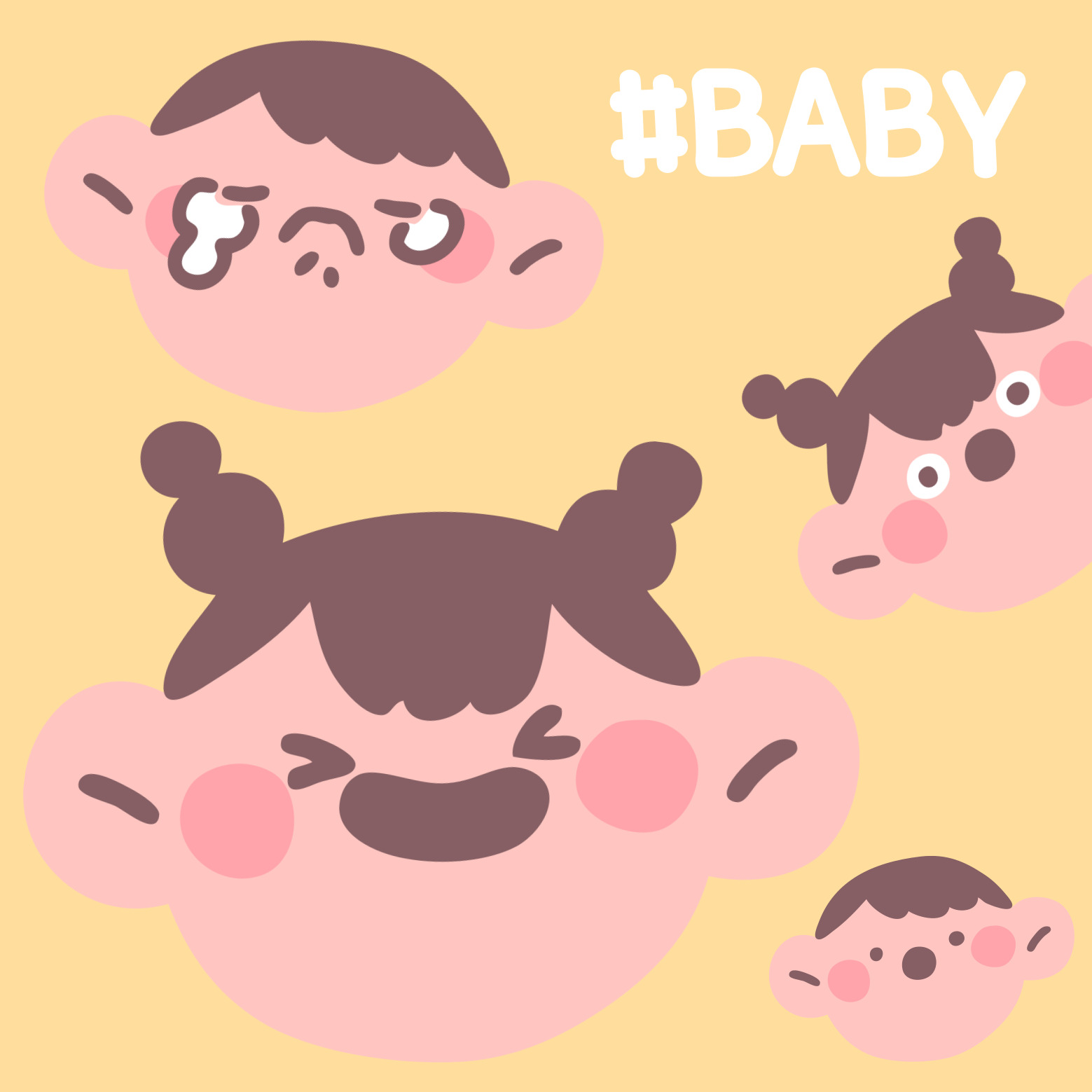 아기의 다양한 표정 미소 이미지