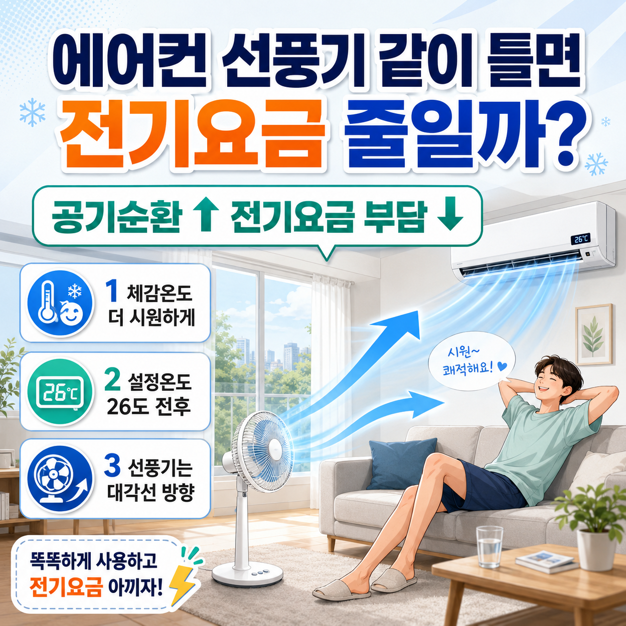 에어컨 선풍기 같이 틀면 전기요금 요금 줄일까?