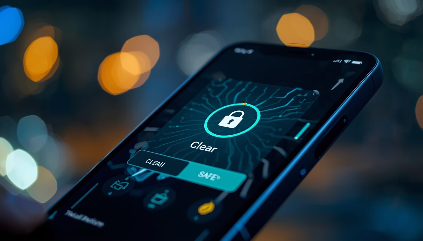 보안 검사가 완료되어 안전함 상태를 보여주는 스마트폰 보안 앱 화면