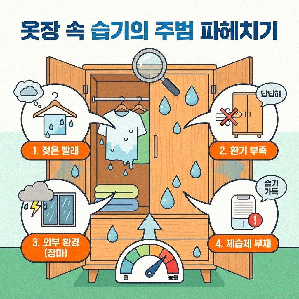 옷장 습기, 눅눅함 걱정 끝! 똑똑하게 관리하는 비법 공개