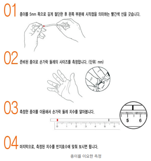 종이를 이용한 반지호수 재는법