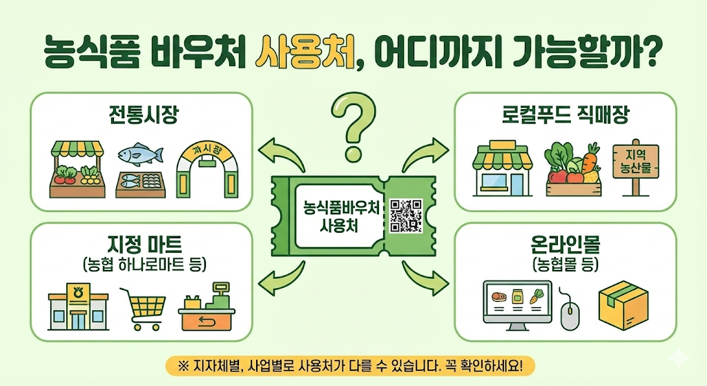 농식품 바우처 사용처와 사용 품목
