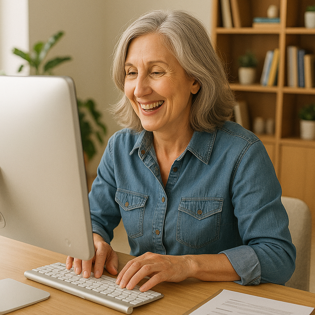 은퇴 후 행복하게 일하는 여성의 모습