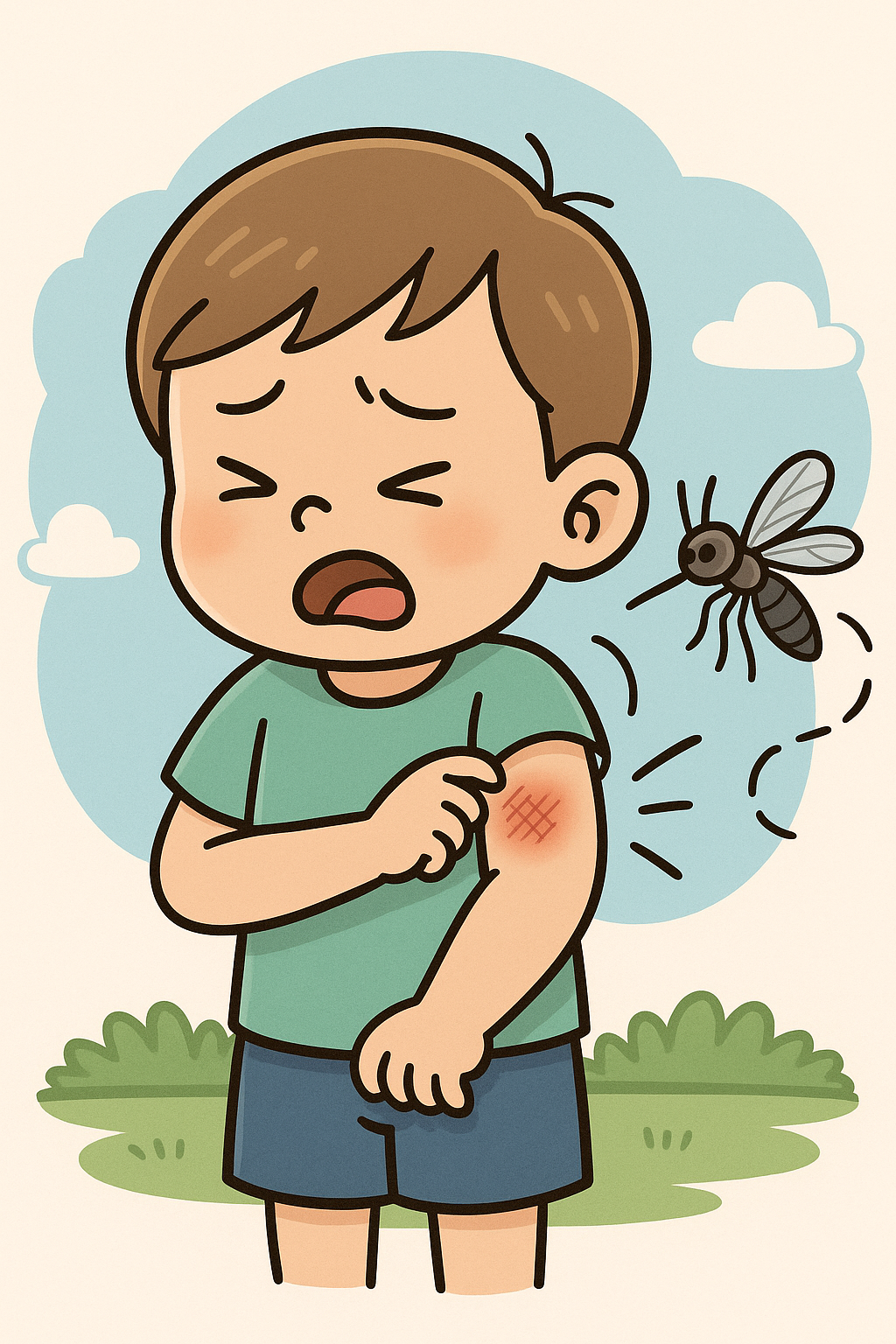 아이가 모기에 물린 장면