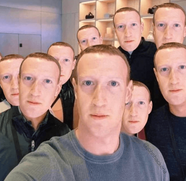 저커버그를 여러명 복사 붙여 넣기하여 합성한 사진