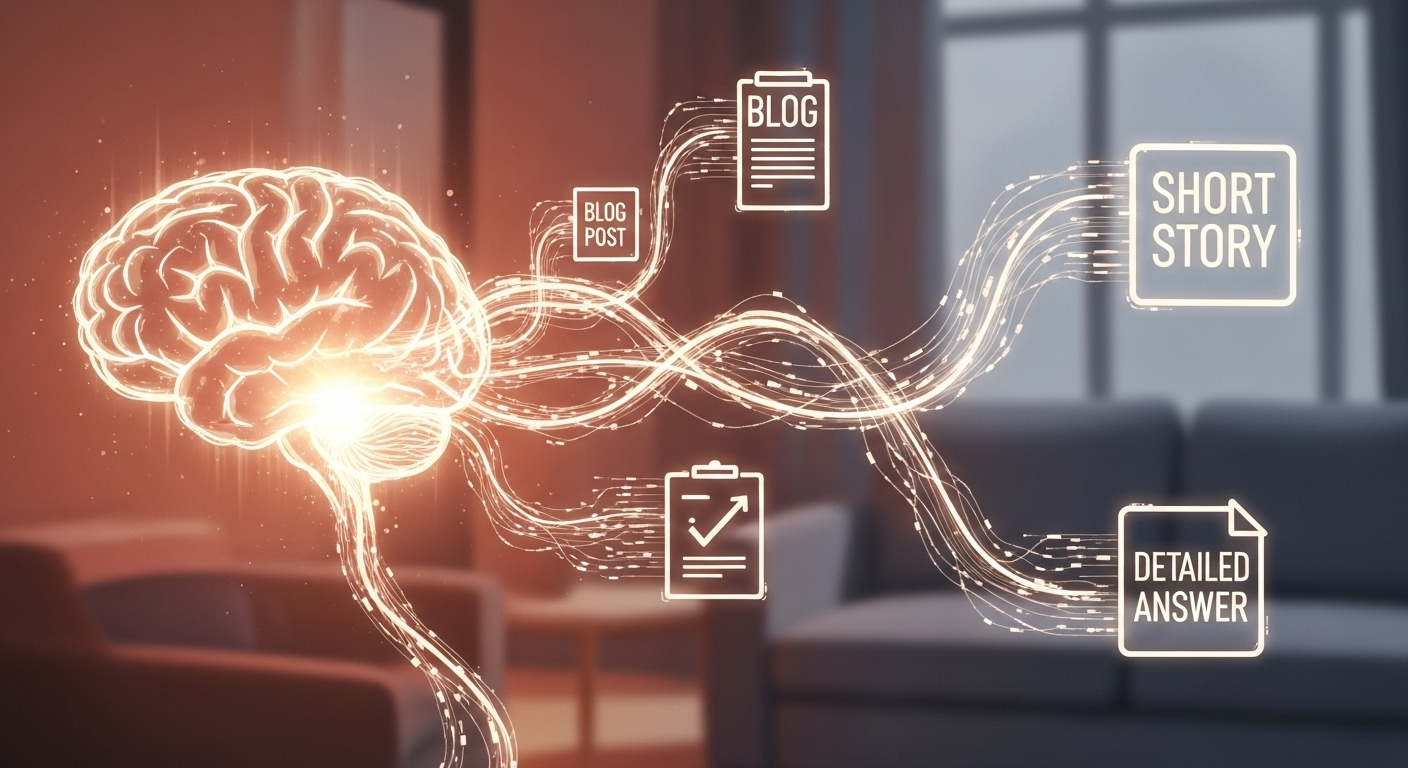 AI 답변엔진이 글의 형태를 변화시키는 모습을 그린 이미지