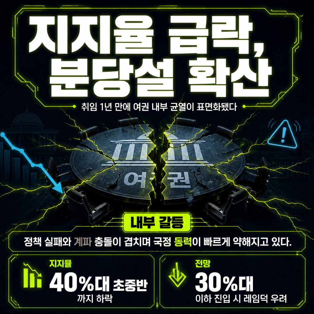 지지율 급락, 분당설 확산