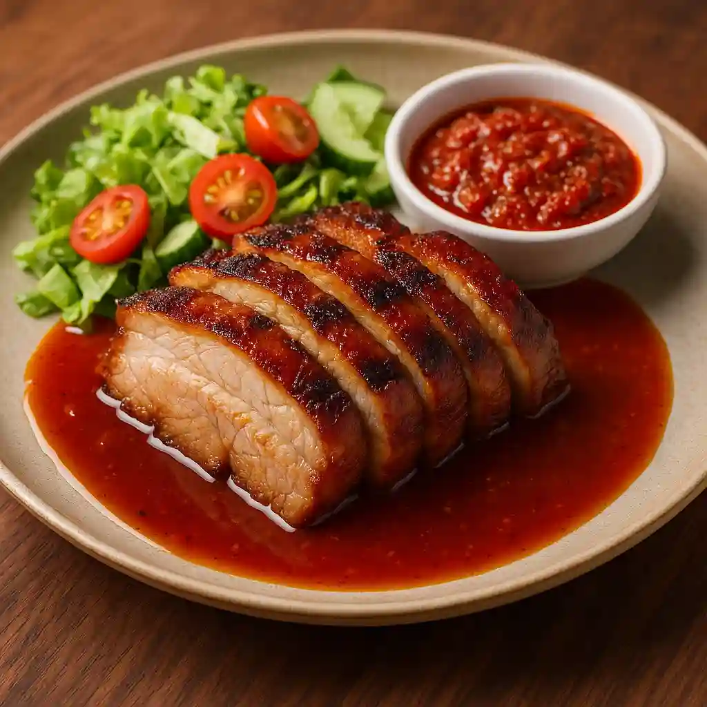 인도네시아의 그릴드 포크 요리인 바비 팡강 사진