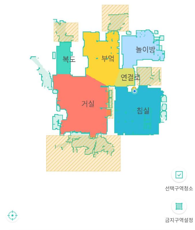 R9의 어풀 화면 구역이 나눠저였어 지정구역청소가가능하다