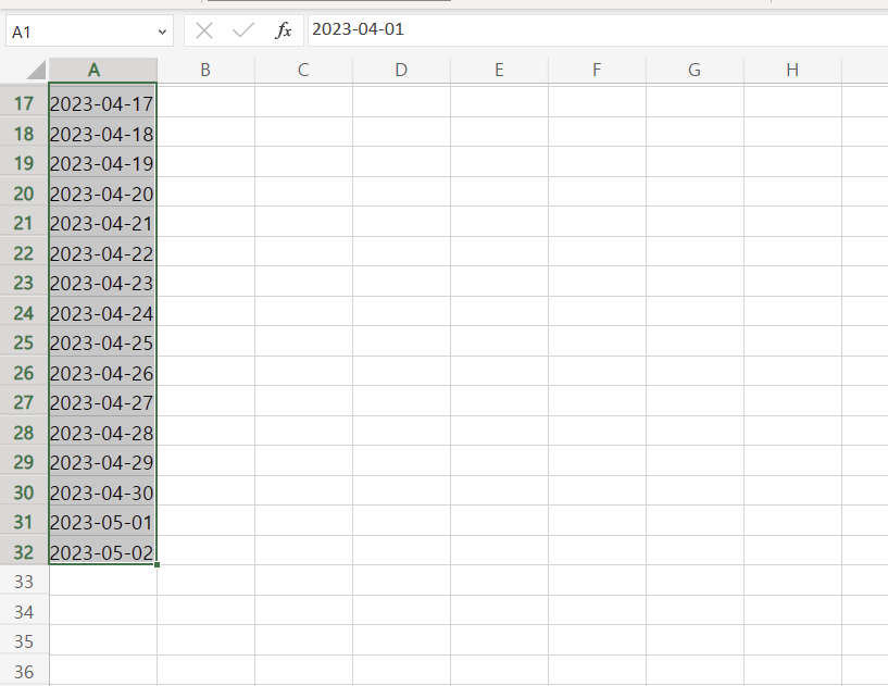엑셀 년월일 나열하는 법
