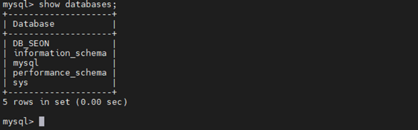 데이터베이스 확인 화면