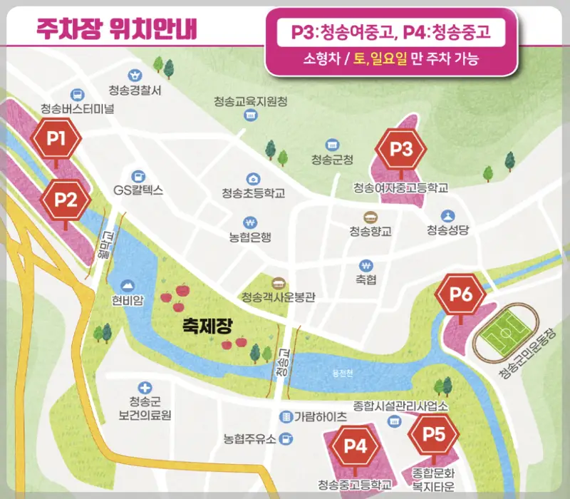 청송 사과축제 주차장