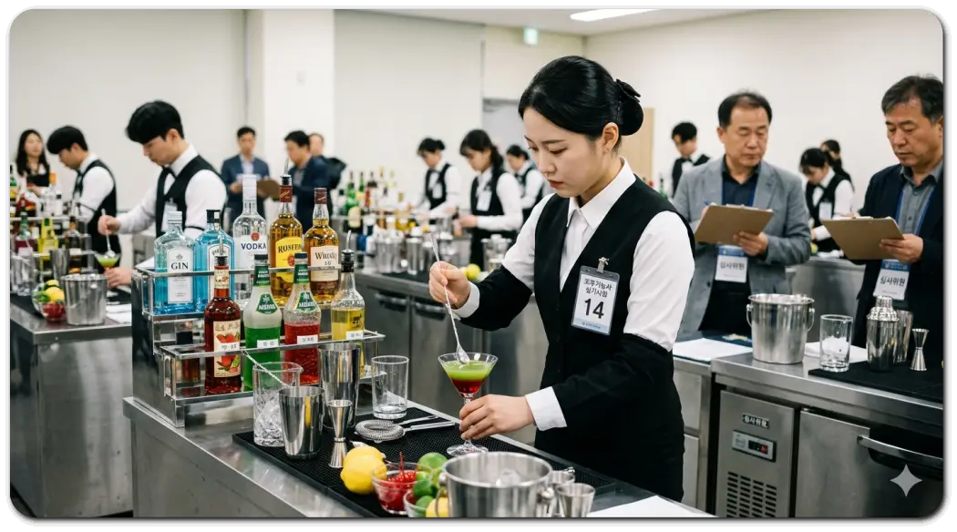 조주 기능사-실기-시험-중인-여성