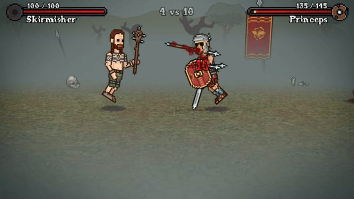 투기장에서-검투사를-조종하여-적을-공격하는-화면