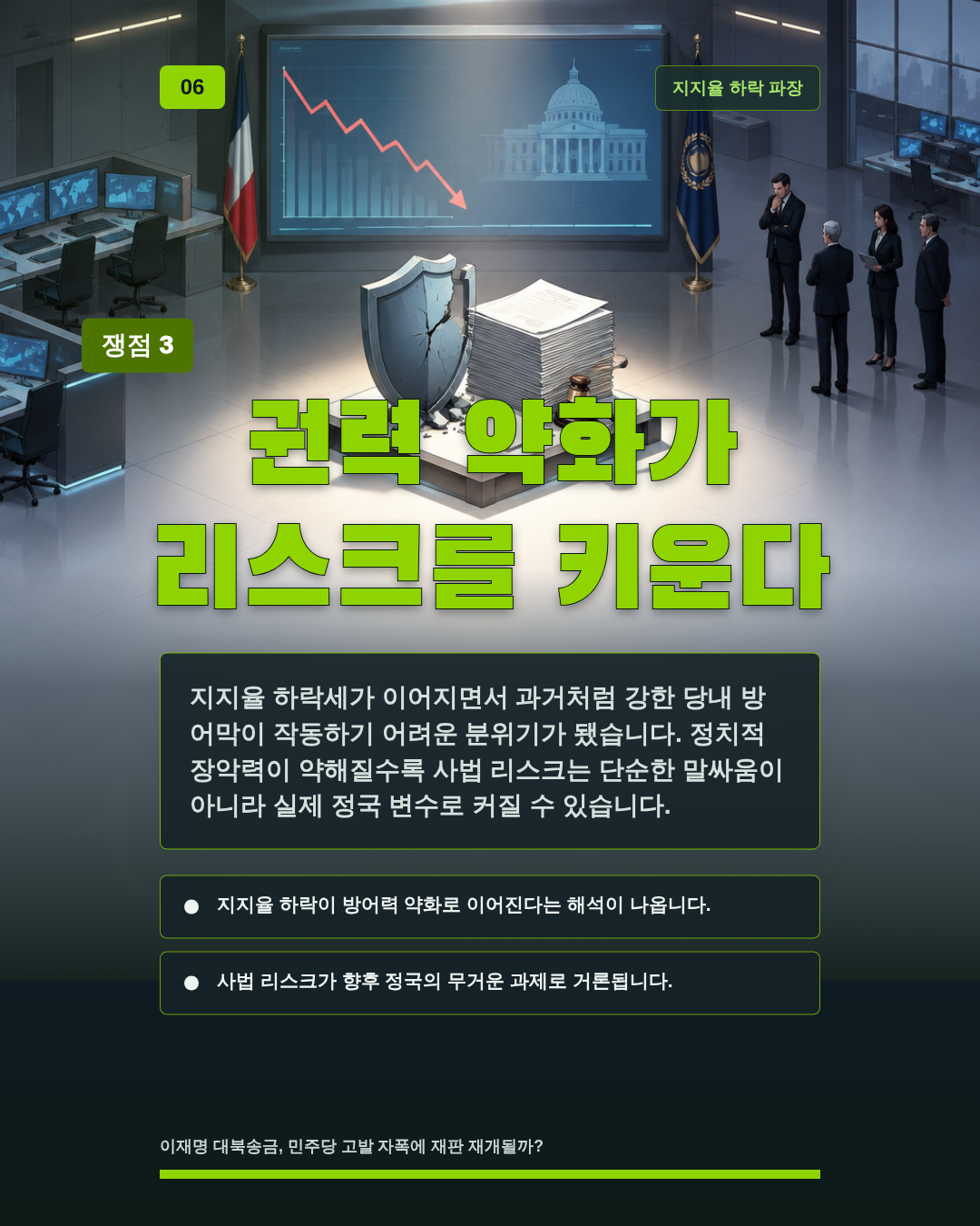 권력 약화가 리스크를 키운다