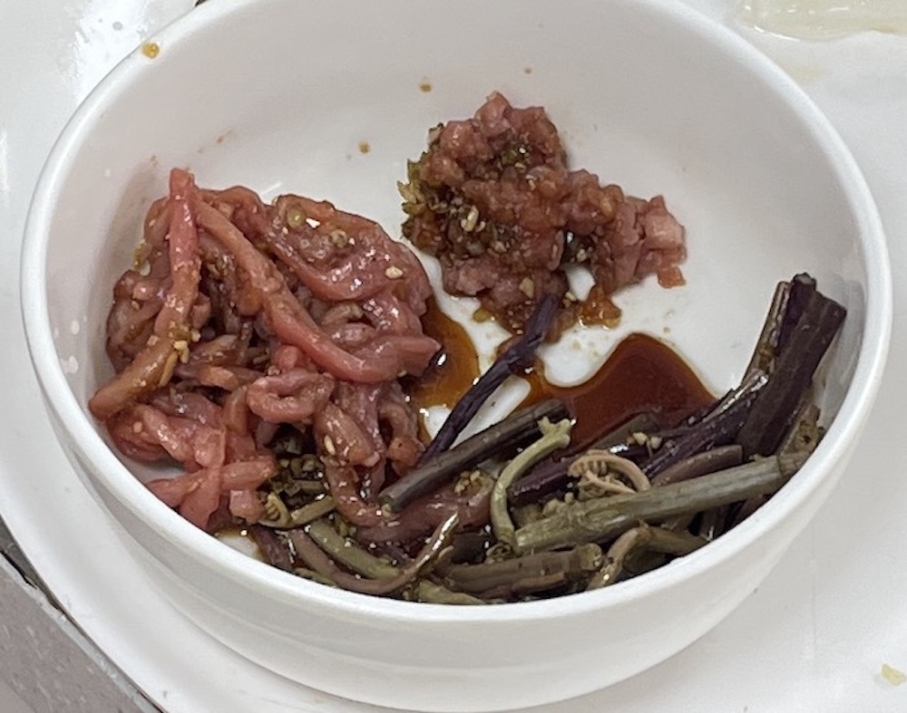 한식조리기능사 실기시험 준비 - 비빔밥 - 고사리, 채썬 소고기, 다진 소고기 양념하기