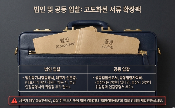법인 및 공동 입찰 시 필요서류