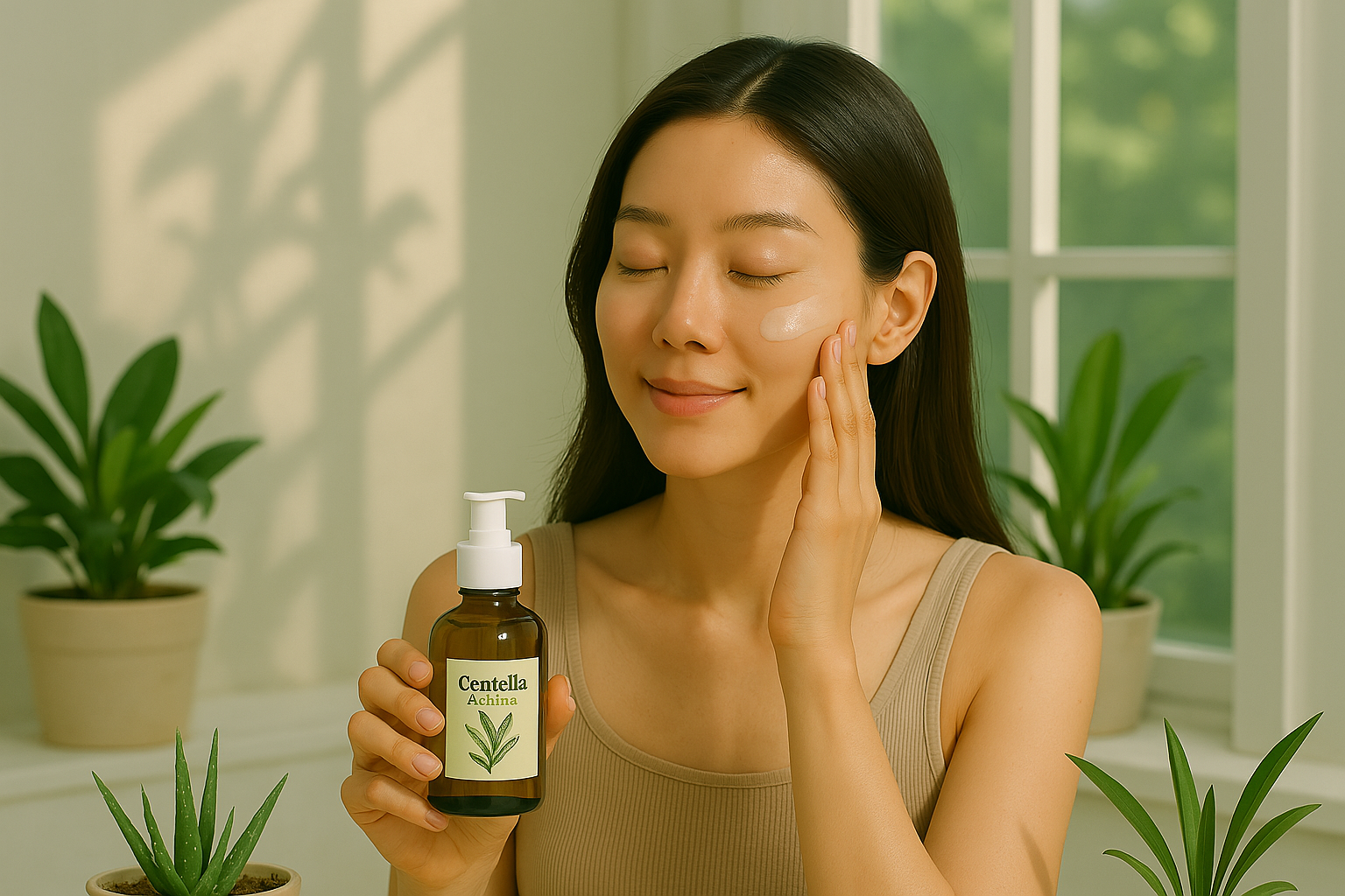 소비자가 선택해서 화장품을 사용하는 이미지