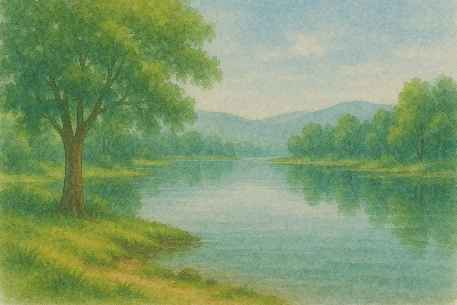 평화로운 호숫가 풍경