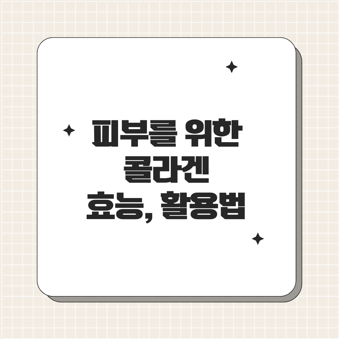 피부를 위한 영양제, 콜라겐의 효능