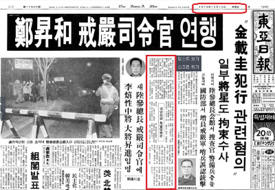 알트태그-79년 12월 13일 동아일보 1면