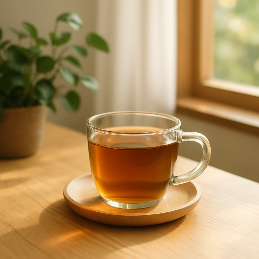 테이블위에 놓여있는 차 이미지