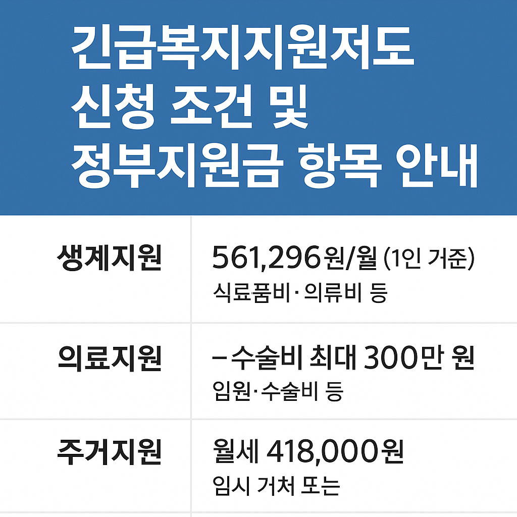 긴급복지지원제도 신청 조건 및 정부지원금 항목
