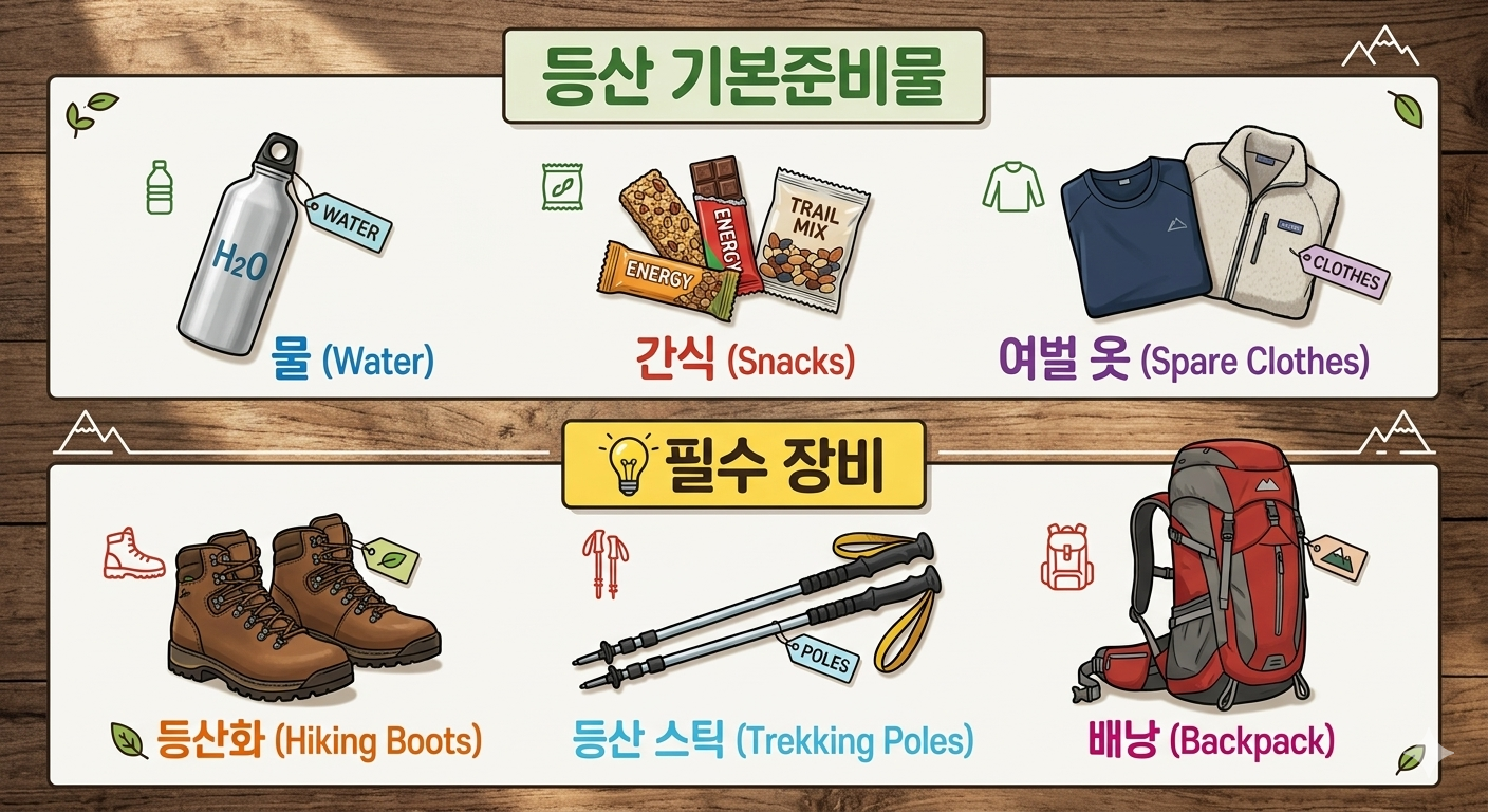 등산 초보 준비물 체크리스트 (처음 등산 필수템 정리)