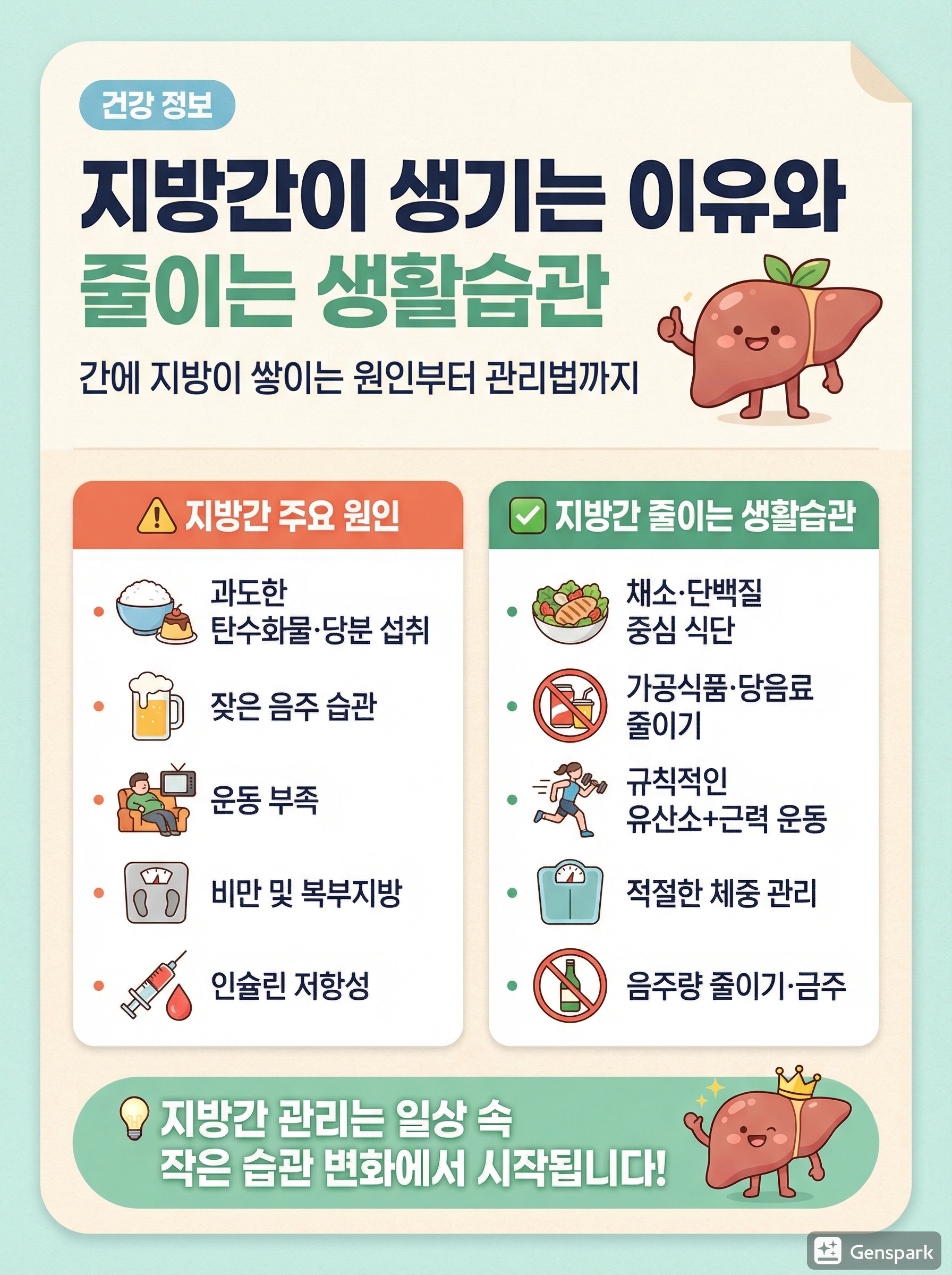 지방간 원인 총정리, 간 건강을 지키는 생활습관