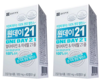 종근당건강 원데이21 멀티비타민 & 미네랄, 60정, 2개
