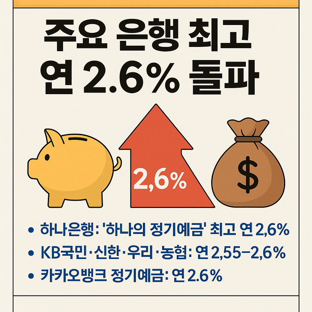주요 은행 예금 금리 연 2.6% 돌파를 알리는 인포그래픽