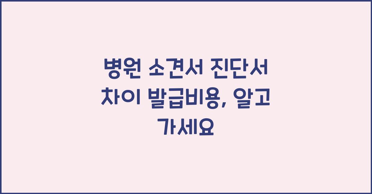 병원 소견서 진단서 차이 발급비용