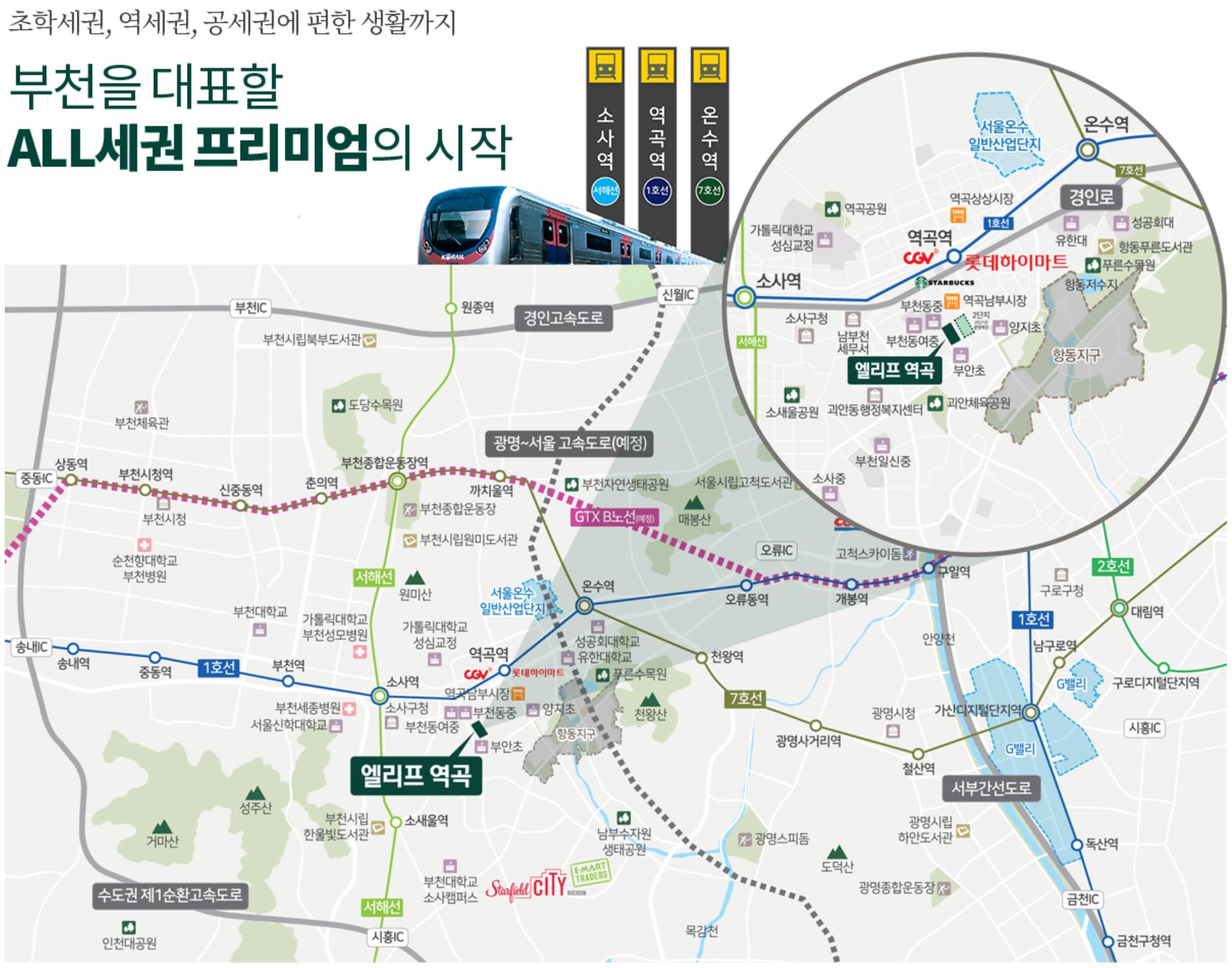 엘리프 역곡 교통망도