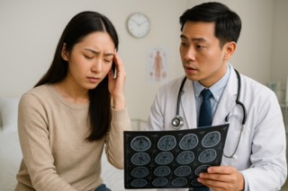 뇌졸중 증상으로 진료받는 젊은 여성 환자(출처: 자체제작)