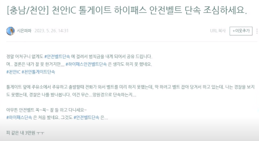 하이패스 안전벨트 단속