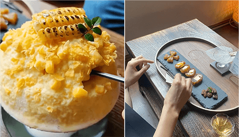 시만차 메뉴 초당옥수수빙수 기본 차 디저트 메뉴