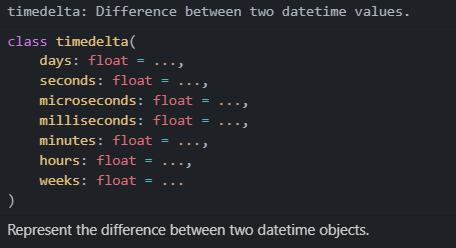 description of timedelta