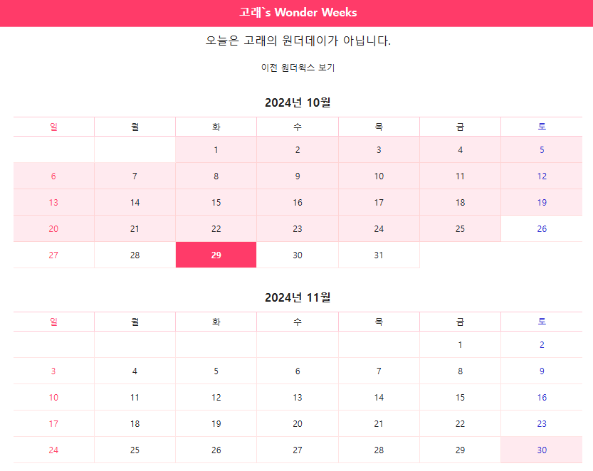 원더윅스 시기에 대해 계산하는 방법