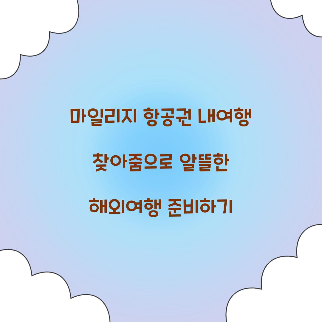 마일리지 항공권 내여행 찾아줌