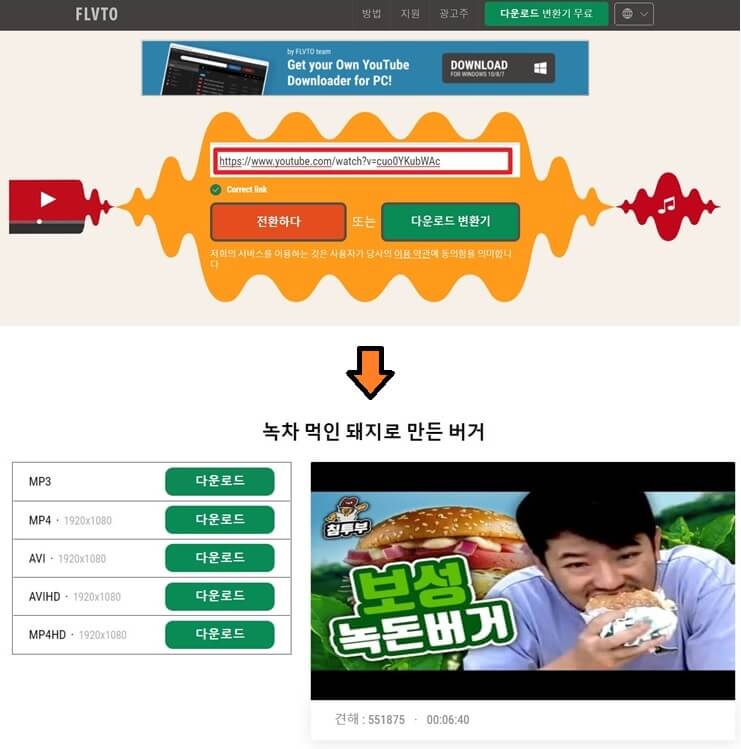flvto 사이트 화면