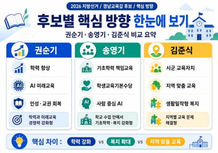 2026 경남교육감 후보 공약 비교