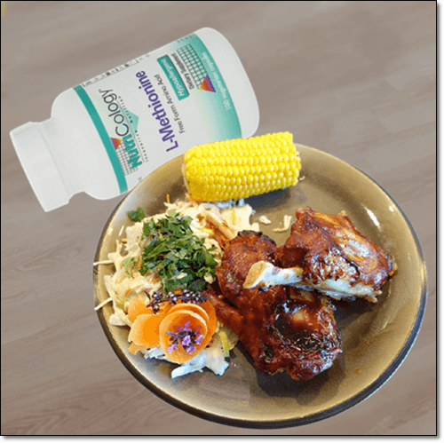 메티오닌 영양제와 닭고기 요리