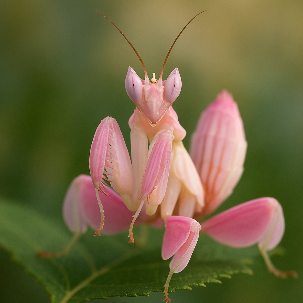 예쁜 분홍색의 꽃사마귀