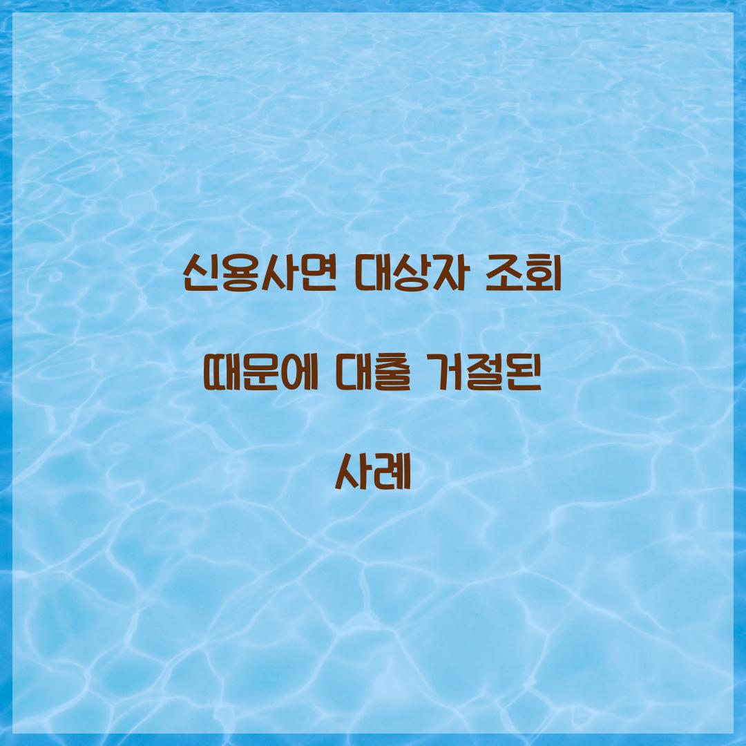 신용사면 대상자 조회 때문에 대출 거절된 사례