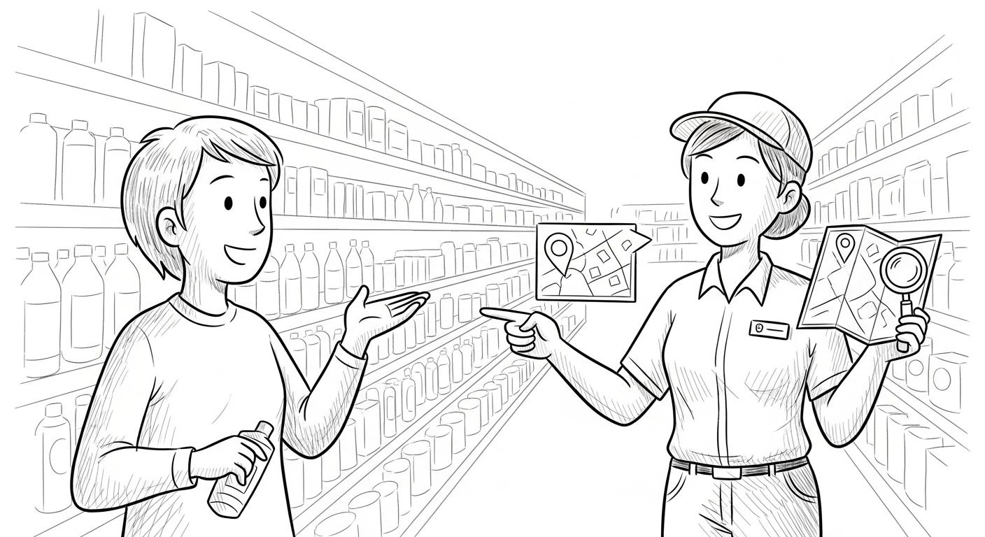 마트 물건 위치 찾기 영어