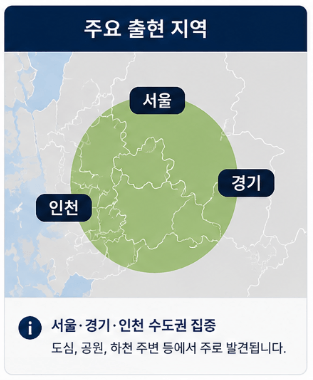 주요 출현 지역