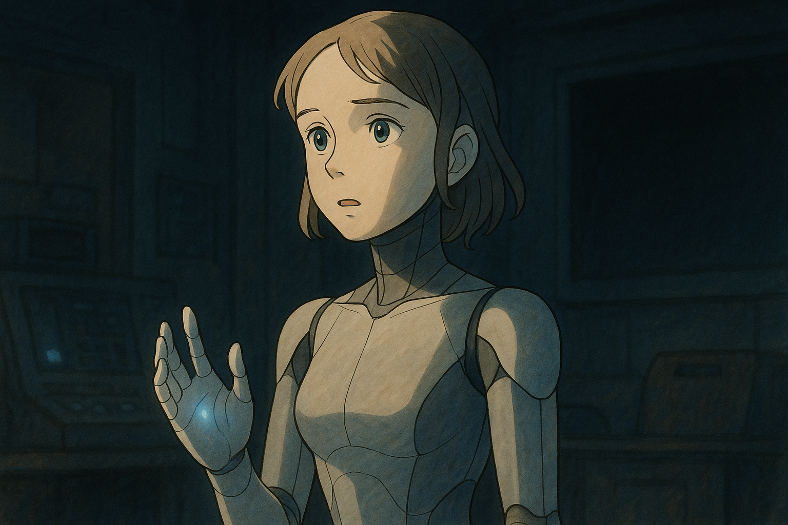 질문을 멈춘 인공지능 소피아, 감정 앞에서 고요히 멈춰 선 손짓