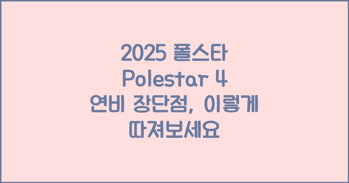2025 폴스타 Polestar 4 연비 장단점