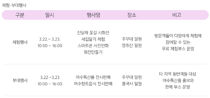 체험 &amp; 부대행사