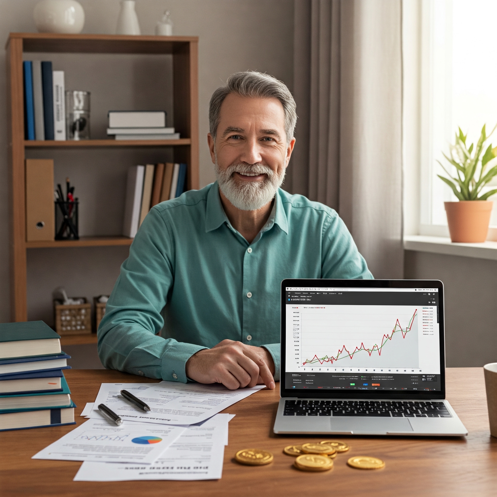 미국 채권으로 노후 준비를 하고 있는 노인의 사진